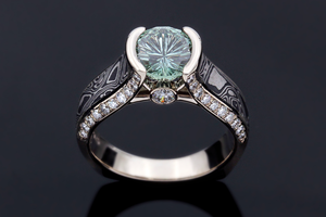 Juicy Light Bezel Engagement Ring with John Dyer StarBrite Cut natural sapphire center stone