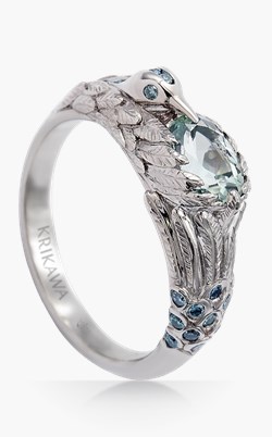 Nature Engagement Rings Flowers Leaves Vines And Dragonflies