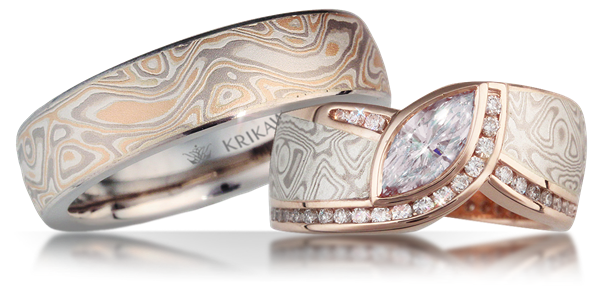 mokume gane wedding set