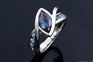 River Twist Engagement Ring with Lab-Created Alexandrite Center Stone