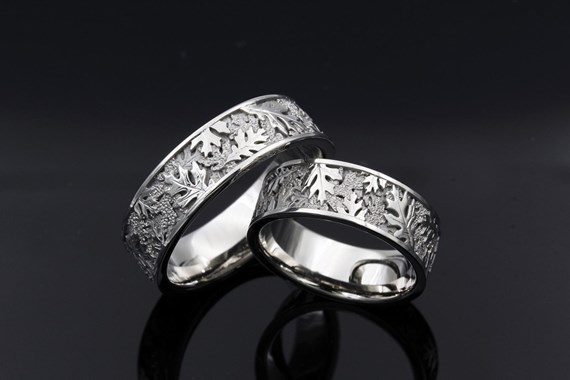 custom hand engraved wedding bands in stainless steel