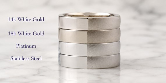 14K Pd white gold metal ring band sample