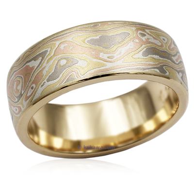 Yellow Gold Liner White Mokume