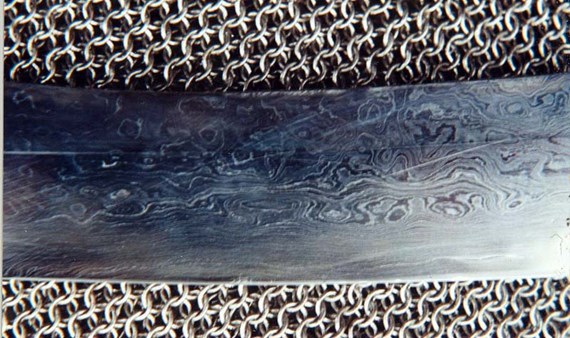 Blue Steel Mokume Gane Pattern like Swords of Old
