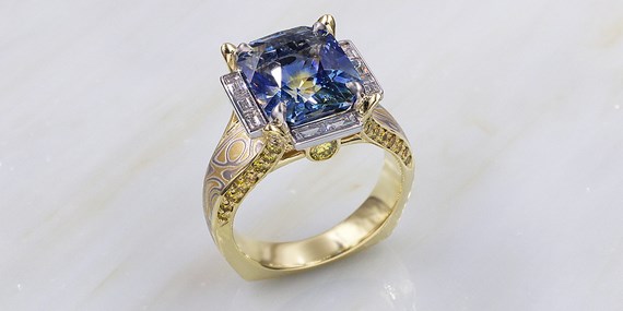 Juicy Art Deco Mokume Engagement Ring