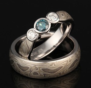 Color Enhanced Blue Diamond Bridal Set