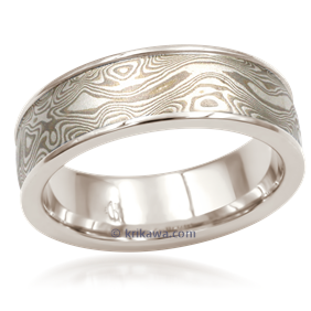 Mokume Wedding Band with Rails