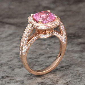 Elizabethan Pave Engagement Ring in rose gold