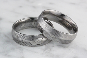 damascus steel wedding bands