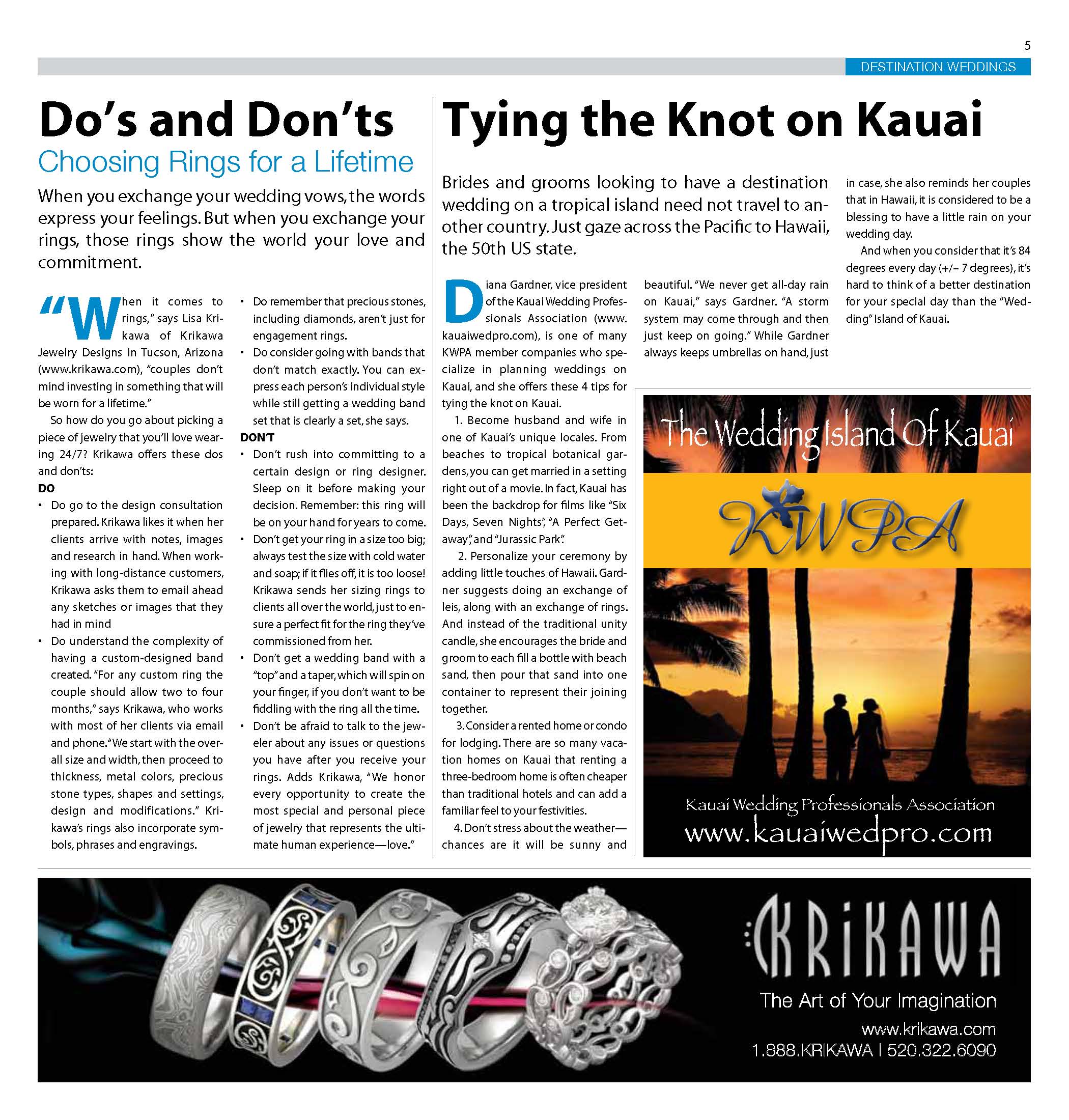 Do's and Don'ts: Choosing a Ring for a Lifetime Destination Weddings October 2009 Article 2