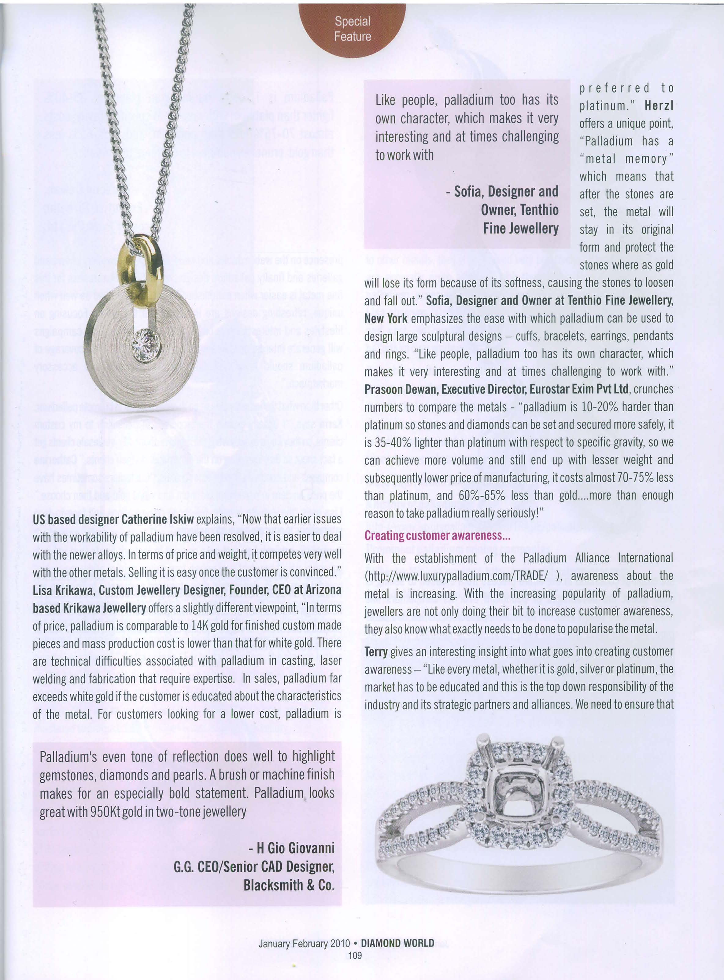 Special Feature on Palladium Diamond World Palladium Article Jan Feb 2010