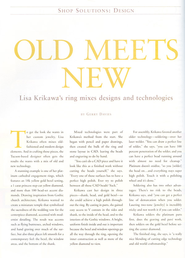 Old Meets New Article in MJSA Journal July 2008