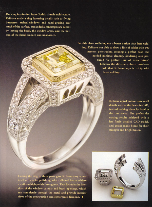 Brilliant Cathedral Ring in MJSA Journal July 2008
