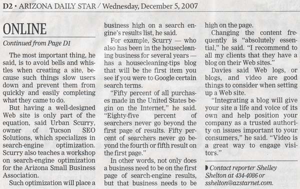 Arizona Daily Star ArticleDecember 5, 2007 featuring Krikawa