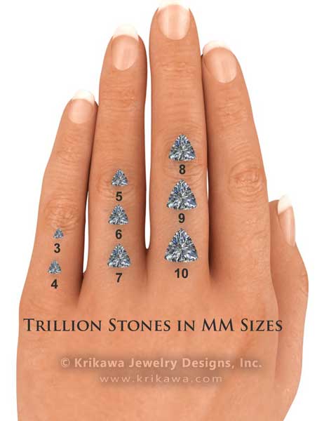 Hand with Trillion Stone Sizes