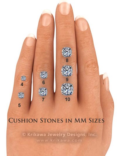 Hand with Cushion Stone Sizes