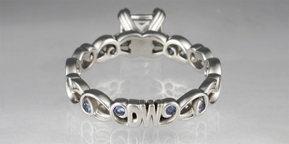 Carved Letters in wedding band