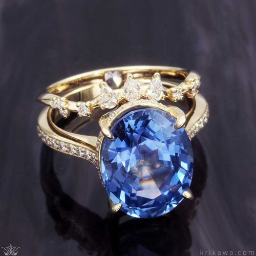unique rare large sapphire engagement ring