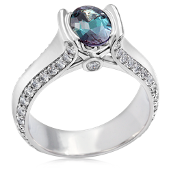 Modern Juicy Liqueur Engagement Ring With Oval Alexandrite