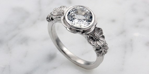 White Sapphire in Engagement Ring