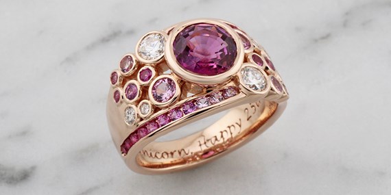 Starry Sky Anniversary Ring with Sapphire Center Stone
