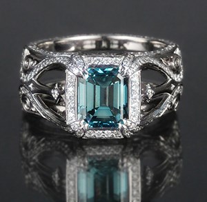 blue diamond engagement ring