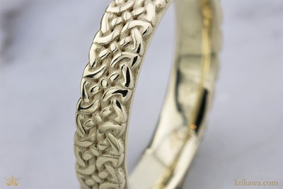 Celtic Laser Knot Wedding Band in 10k green gold