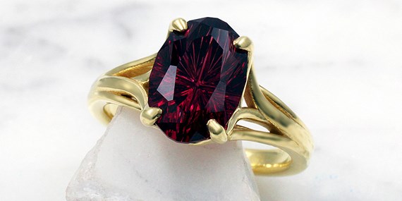 Garnet Starbrite Cut Engagement Ring