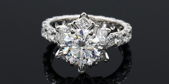 Moissanite Center Stone in Engagement Ring