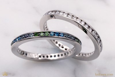 Diamond Channel Eternity Wedding Band Set in platinum with diamonds