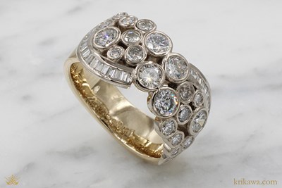 Diamond Sky Cluster Anniversary Ring in 14k pd white gold and 14k yellow gold with diamonds