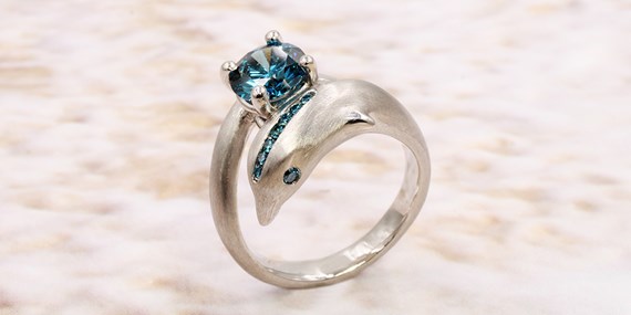 Dolphin Sculptural Engagement Ring