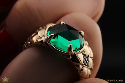 Dragon Heart Engagement Ring in 14k yellow gold with lab-grown emerald