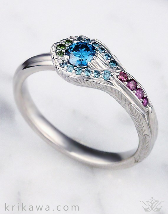 Color Enhanced Blue Diamond in Engagement Ring