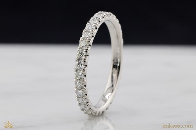 French Set Eternity Wedding Band in platinum with natural diamonds