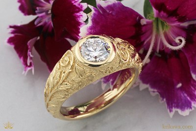 Garden Whimsy Engagement Ring with flowers