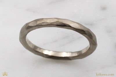 Hand Forged Rustic Wedding Band in 14k pd white gold