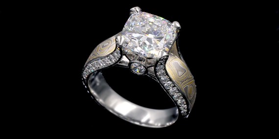 Juicy Mokume Engagement Ring in Summer Mokume