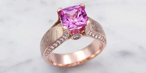 Pink Sapphire in Engagement Ring