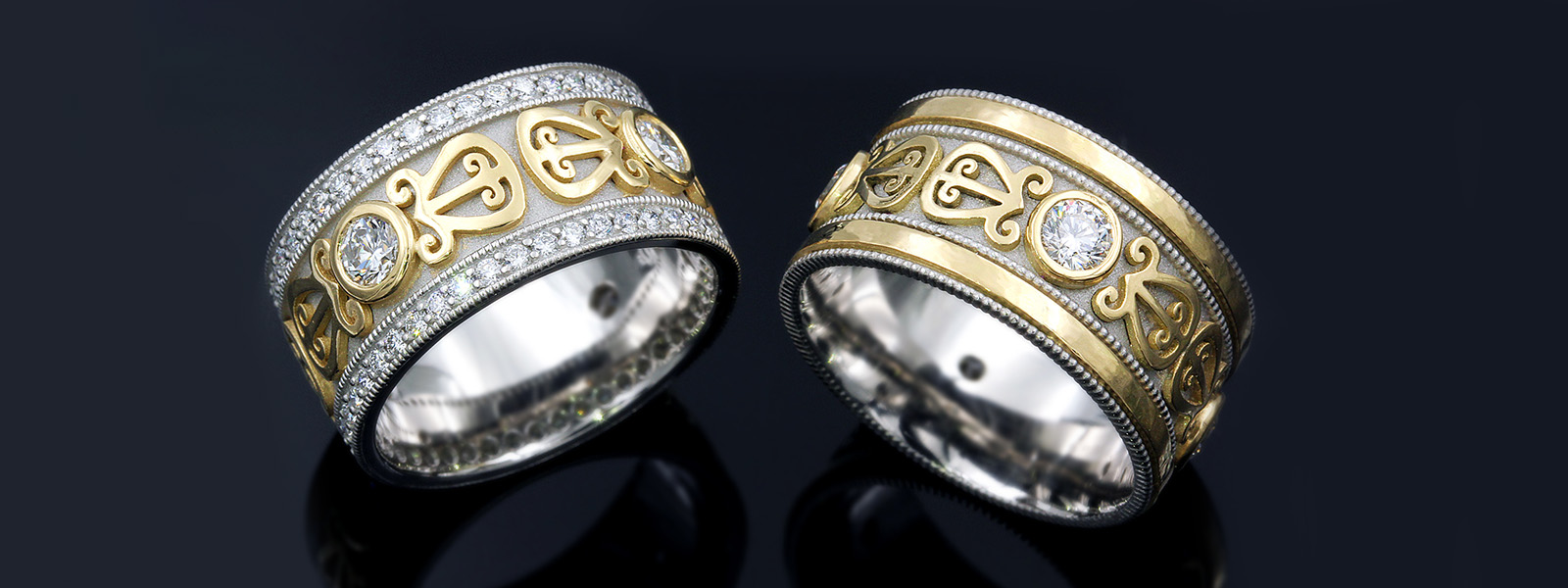 Personal Symbol Matching Wedding Band Set