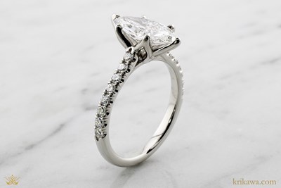 Marquise Tulip Prong Engagement Ring in Platinum with Diamonds