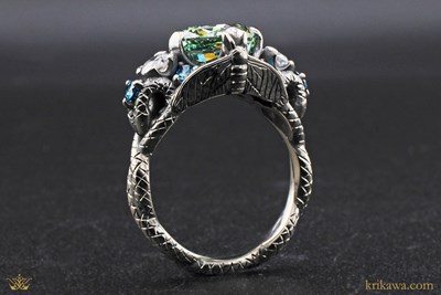 Moonlit Serpent with Moth Engagement Ring