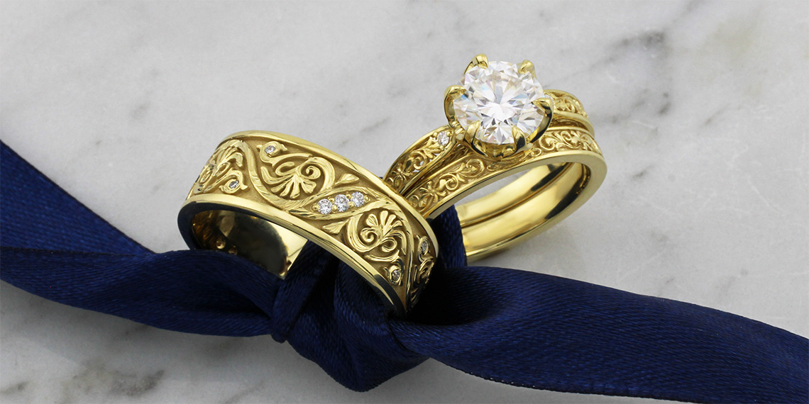 Old World Bridal Set and Wedding Band