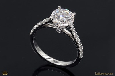 Perfect Cathedral Engagement Ring in platinum with diamonds