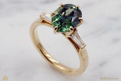 Petite Baguette Engagement Ring in 14k yellow gold
