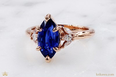 Petite Sparkle Solitaire Engagement Ring in 14k rose gold with sapphire