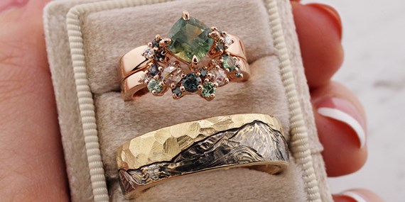 Mountain Wedding Band Set
