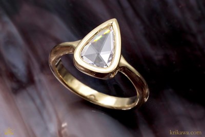 Portrait Solitaire Bezel Engagement Ring in 14k Yellow Gold