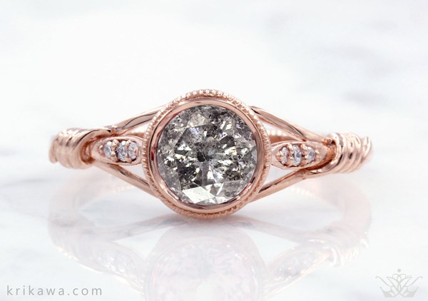 salt and pepper diamond engagement ring