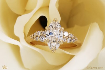 Snowdrift Cluster Diamond Engagement Ring in 14k Yellow Gold